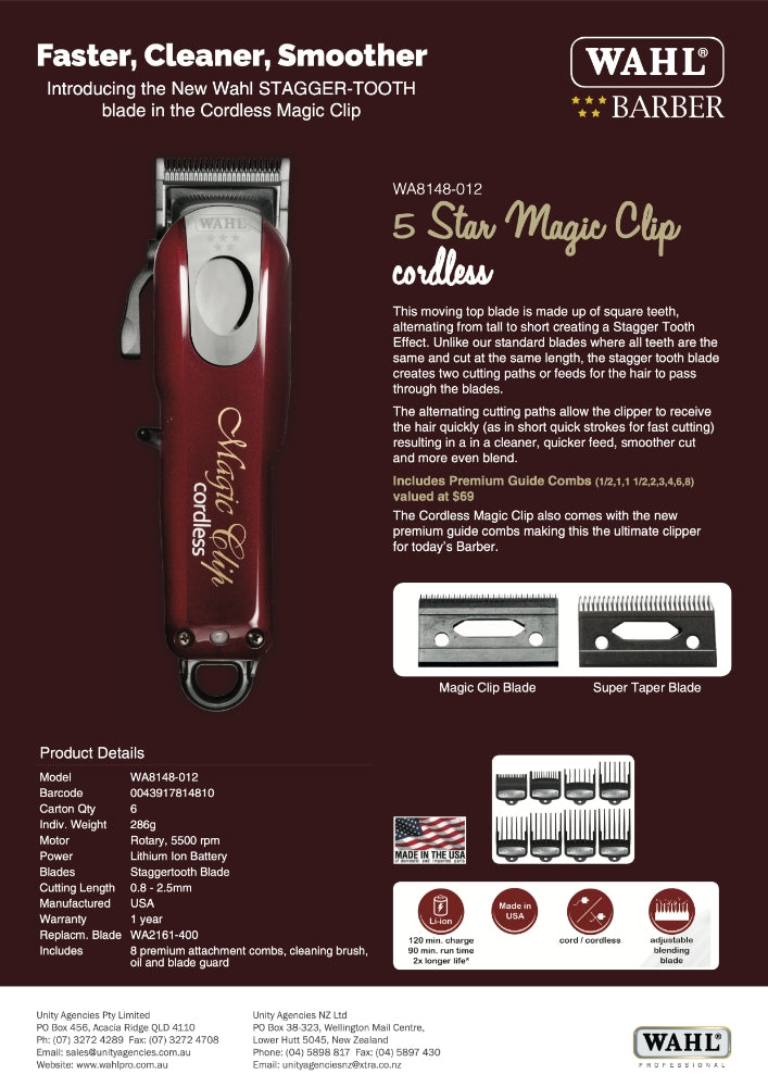 Wahl Magic Clip Cordless — Burgundy
