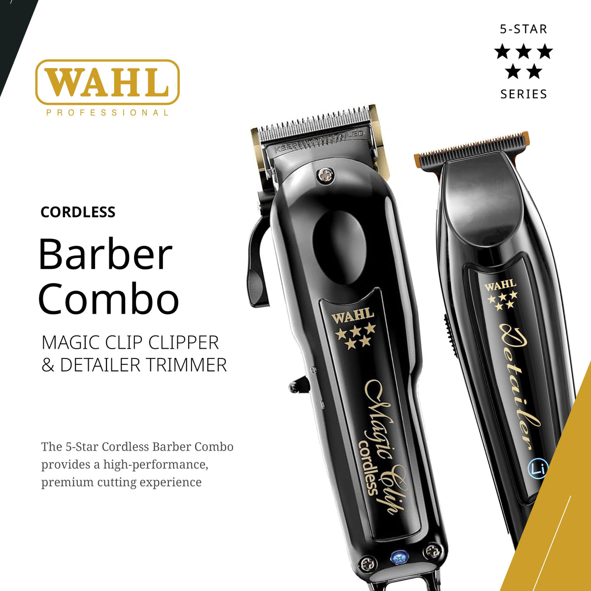 Wahl 5-Star Cordless Barber Combo — Black Magic Clip + Detailer