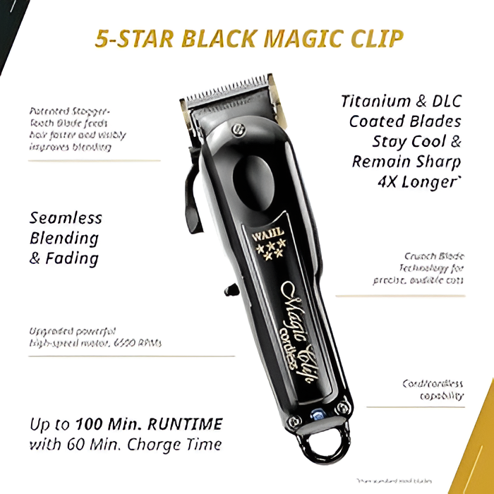Wahl 5-Star Cordless Barber Combo — Black Magic Clip + Detailer
